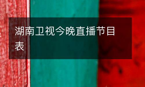 湖南衛視今晚直播節目表