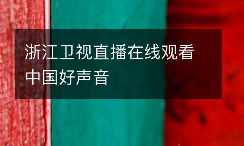 浙江衛視直播在線觀看中國好聲音